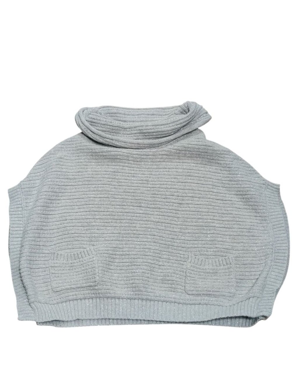 Old Navy 4T Poncho Sweater Silver Gray Metallic Knit Cowl Neck Sparkle Toddler